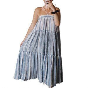J. Crew Chambray Midi Dress - Blue white stripes - Size Small 🇺🇸